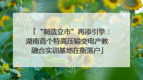 “制造立市”再添引擎：湖南首个特高压输变电产教融合实训基地在衡落户