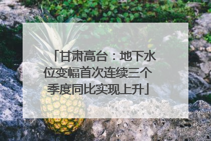 甘肃高台：地下水位变幅首次连续三个季度同比实现上升