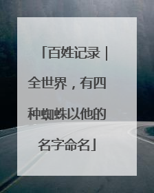 百姓记录｜全世界，有四种蜘蛛以他的名字命名