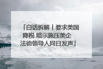 白话拆解丨要求美国降税 暗示施压美企 法德领导人同日发声