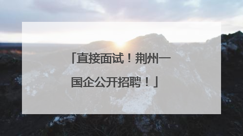 直接面试！荆州一国企公开招聘！
