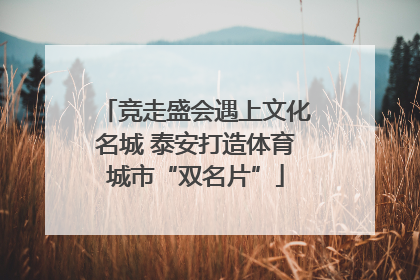 竞走盛会遇上文化名城 泰安打造体育城市“双名片”