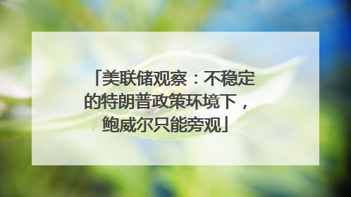 美联储观察：不稳定的特朗普政策环境下，鲍威尔只能旁观