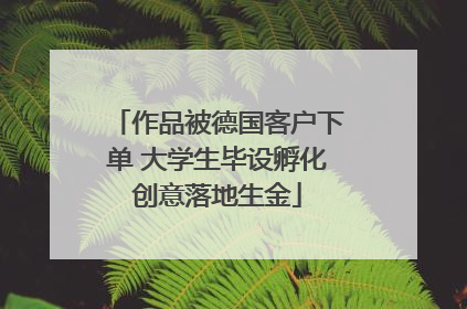 作品被德国客户下单 大学生毕设孵化创意落地生金