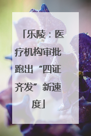 乐陵：医疗机构审批跑出“四证齐发”新速度