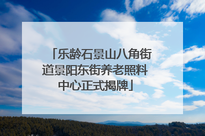 乐龄石景山八角街道景阳东街养老照料中心正式揭牌