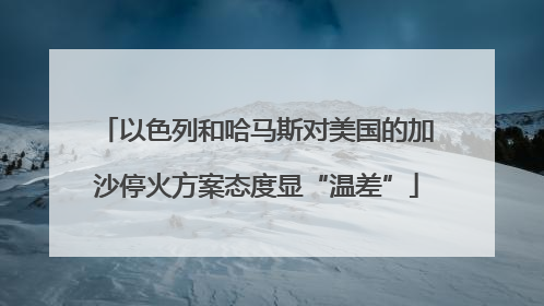 以色列和哈马斯对美国的加沙停火方案态度显“温差”