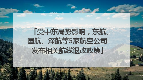 受中东局势影响，东航、国航、深航等5家航空公司发布相关航线退改政策