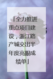 全力推进重点项目建设，浙江路产城交出半年度亮眼成绩单