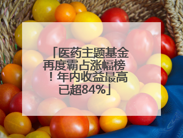 医药主题基金再度霸占涨幅榜！年内收益最高已超84%