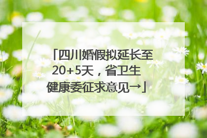 四川婚假拟延长至20+5天，省卫生健康委征求意见→