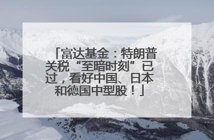 富达基金：特朗普关税“至暗时刻”已过，看好中国、日本和德国中型股！