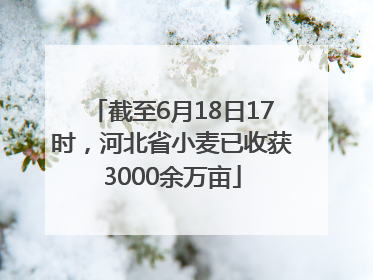 截至6月18日17时，河北省小麦已收获3000余万亩