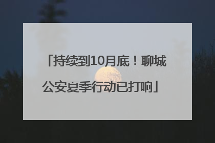 持续到10月底！聊城公安夏季行动已打响