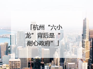 杭州“六小龙”背后是“耐心政府”