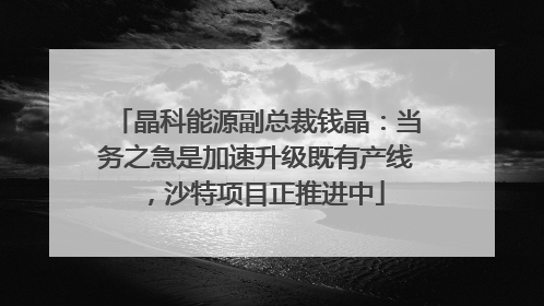 晶科能源副总裁钱晶：当务之急是加速升级既有产线，沙特项目正推进中