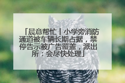 晨意帮忙丨小学旁消防通道被车辆长期占据，禁停告示被广告覆盖，派出所：会尽快处理