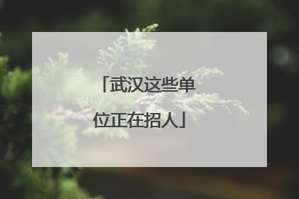 武汉这些单位正在招人