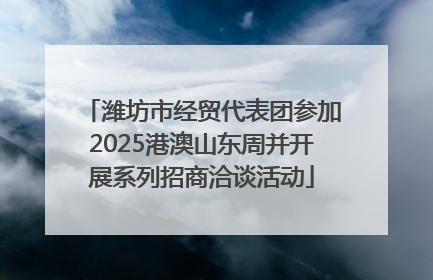 潍坊市经贸代表团参加2025港澳山东周并开展系列招商洽谈活动
