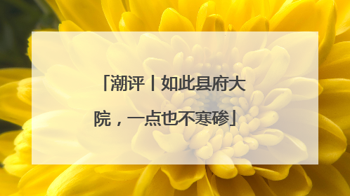 潮评丨如此县府大院，一点也不寒碜