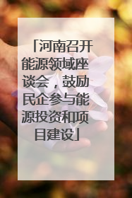 河南召开能源领域座谈会，鼓励民企参与能源投资和项目建设