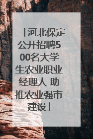 河北保定公开招聘500名大学生农业职业经理人 助推农业强市建设