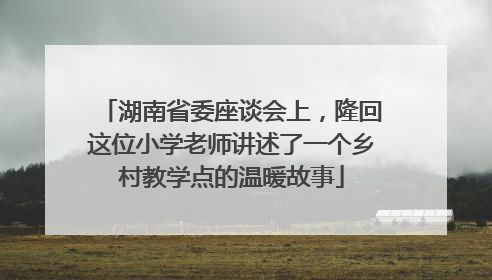 湖南省委座谈会上，隆回这位小学老师讲述了一个乡村教学点的温暖故事