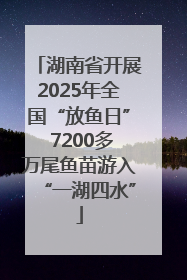 湖南省开展2025年全国“放鱼日” 7200多万尾鱼苗游入“一湖四水”