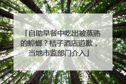 自助早餐中吃出被蒸熟的蟑螂？桔子酒店道歉，当地市监部门介入