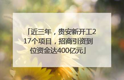 近三年，贵安新开工217个项目，招商引资到位资金达400亿元
