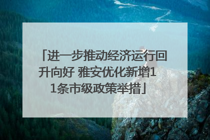 进一步推动经济运行回升向好 雅安优化新增11条市级政策举措