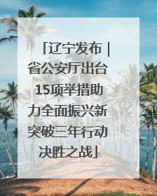 辽宁发布｜省公安厅出台15项举措助力全面振兴新突破三年行动决胜之战