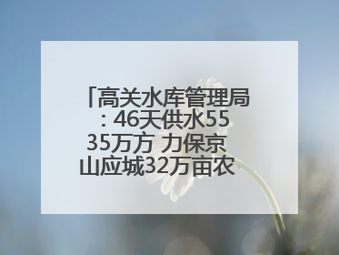 高关水库管理局：46天供水5535万方 力保京山应城32万亩农田“解渴”