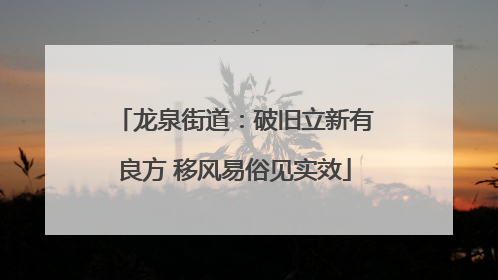 龙泉街道：破旧立新有良方 移风易俗见实效