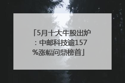 5月十大牛股出炉：中邮科技逾157%涨幅问鼎榜首